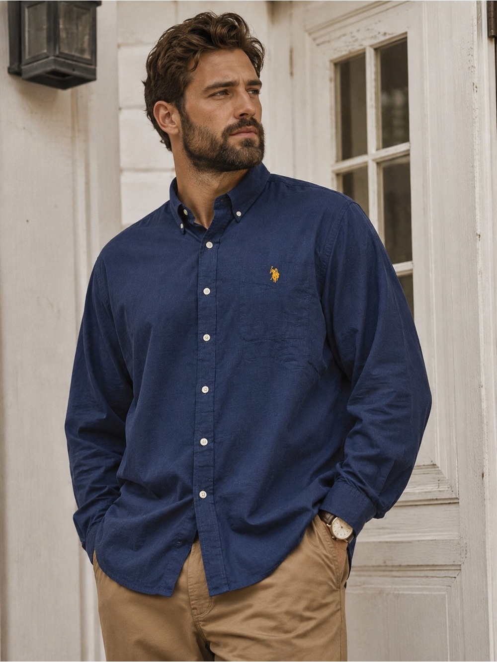 NWT U.S. Polo Assn. Men’s 100% cotton Long Sleeve Button Down Shirt XXL Navy